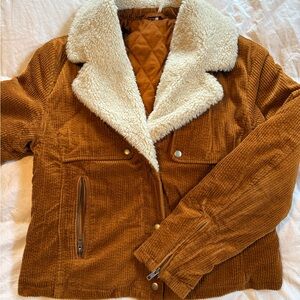 Free People Brown Corduroy Jacket with Sherpa Lining